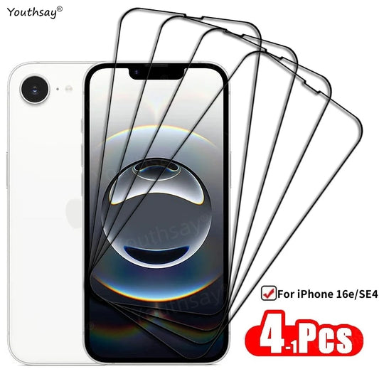 4-1Pcs Glass For Apple iPhone 16e Tempered Glass iPhone 16e SE4 Screen Protector Screen Glass HD Phone Film iPhone 16e