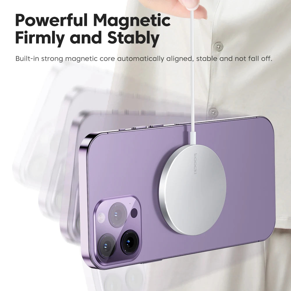 Toocki 15W Strong Magnetic Super Charge Wireless Charger For Iphone 16 15 14 QI Fast Type C Cable For iPad Phone Charger