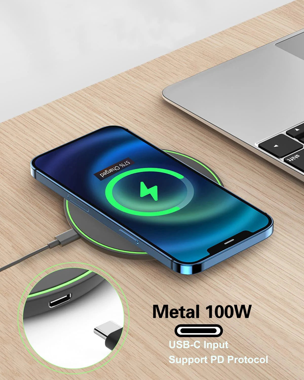 100W Fast Wireless Charger Pad for iPhone 14 13 12 15 Pro Max Samsung Galaxy S22 S21 S23 S24 Xiaomi Wireless Charging Station