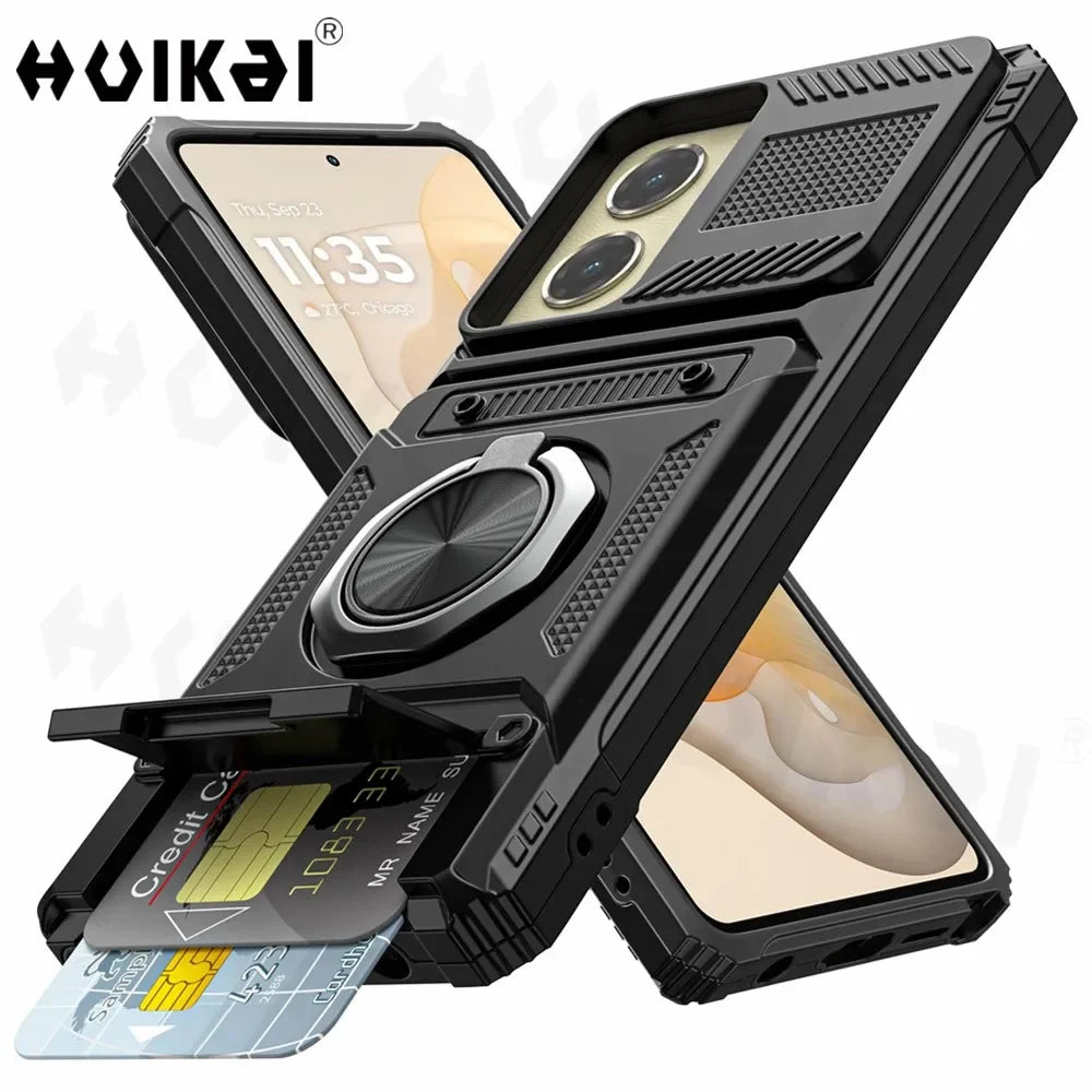 Case For Motorola Edge 50 Fusion Edge 50 Ultrra G 2024 G Stylus 5G G Play Card Holder Rotated Layer Heavy Shockproof Wallet Case