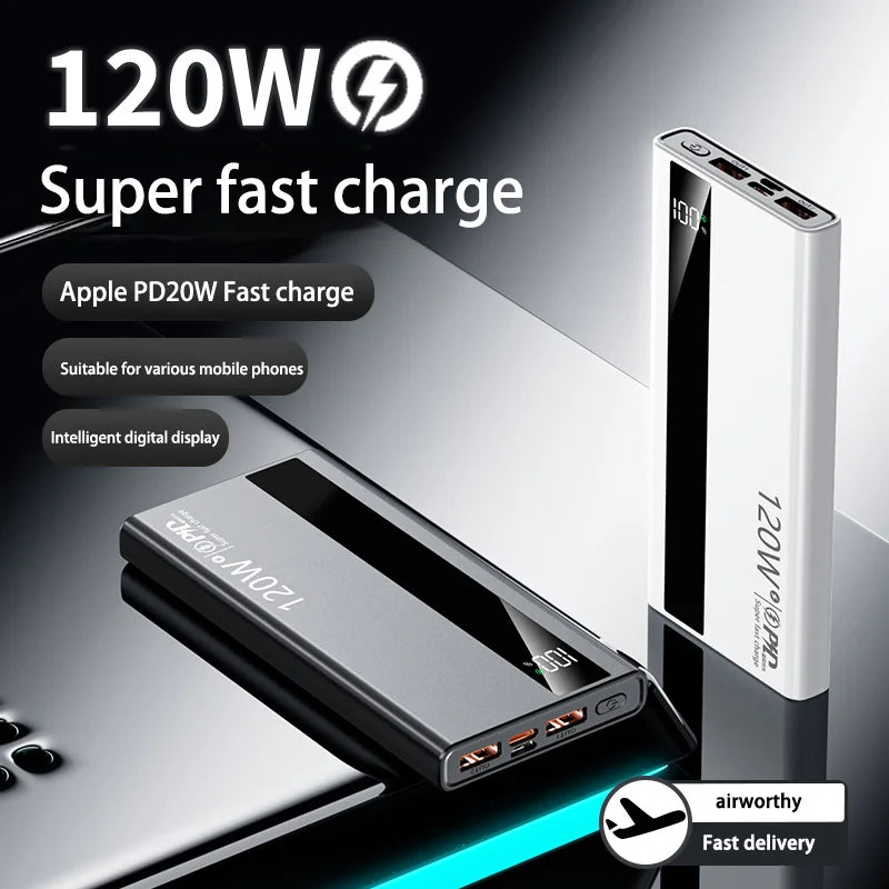 200000mAh Power Bank 120W Super Fast Charging Battery High Capacity Digital Display Power Bank For Iphone Samsung Huawei 2025
