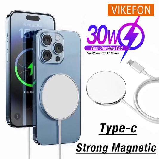 30W Wireless Magnetic Phone Charger Pad Stand For Magsafe iPhone 16 15 14 13 12 Pro Max 11 X Type C Charge Magnet Fast Charging