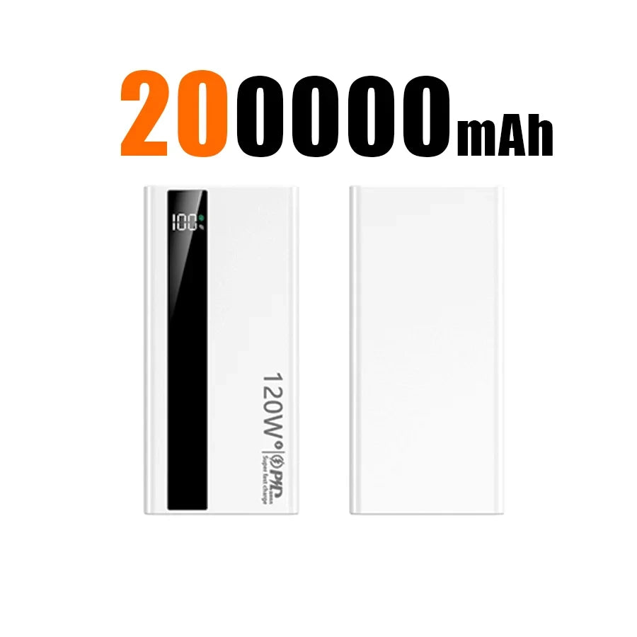 200000mAh Power Bank 120W Super Fast Charging Battery High Capacity Digital Display Power Bank For Iphone Samsung Huawei 2025