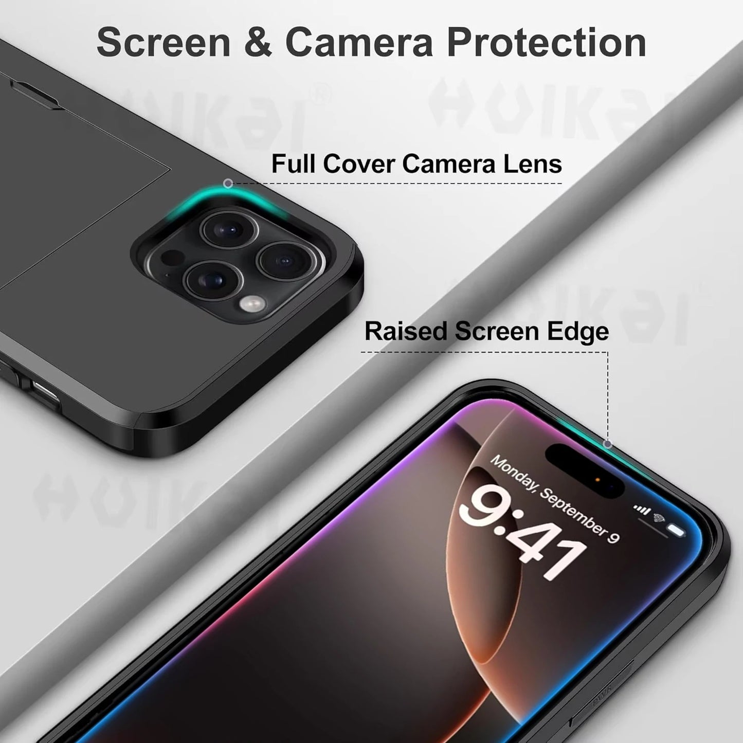 Case For iPhone 16 Pro Max 15 Pro Max 14 Pro Max 13 12 11 Wallet Card Holder Slide Slot Slim Hard PC Heavy Duty Protective Cover