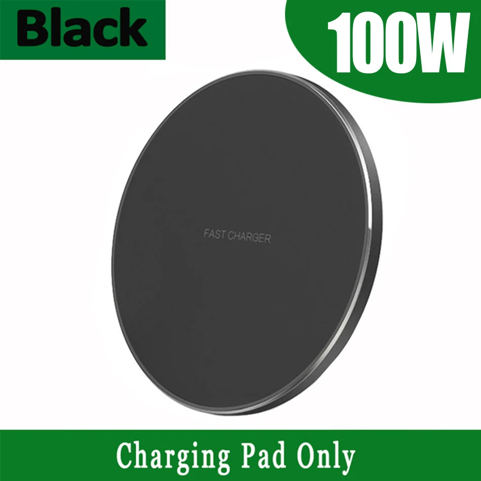 100W Fast Wireless Charger Pad for iPhone 14 13 12 15 Pro Max Samsung Galaxy S22 S21 S23 S24 Xiaomi Wireless Charging Station
