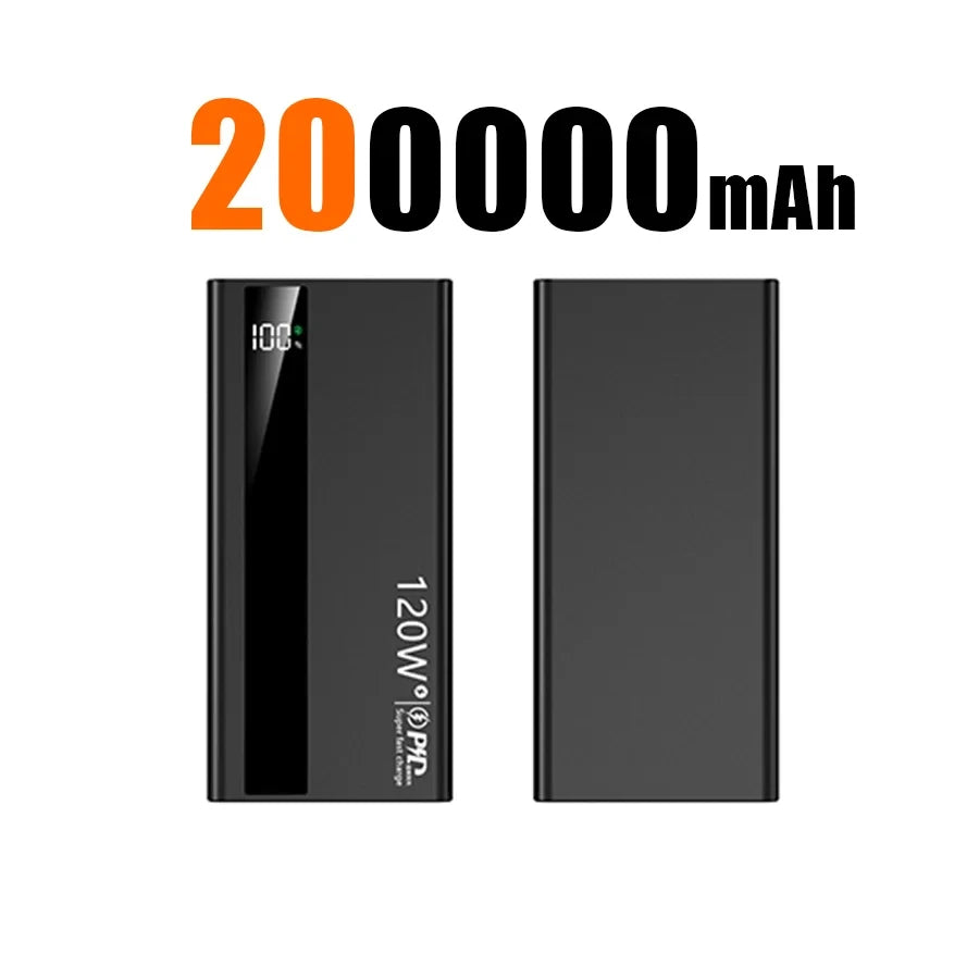 200000mAh Power Bank 120W Super Fast Charging Battery High Capacity Digital Display Power Bank For Iphone Samsung Huawei 2025
