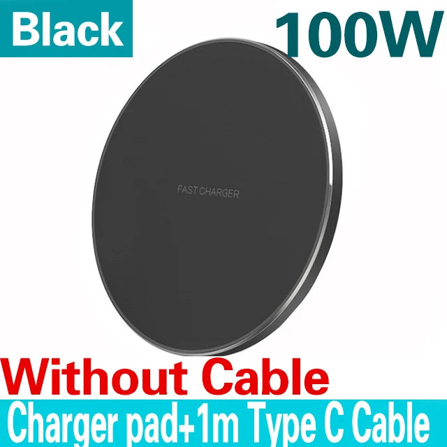 100W Wireless Charger For iPhone 14 13 12 15 Pro XS Max Mini X XR Induction Fast Wireless Charging Pad For Samsung Xiaomi Huawei