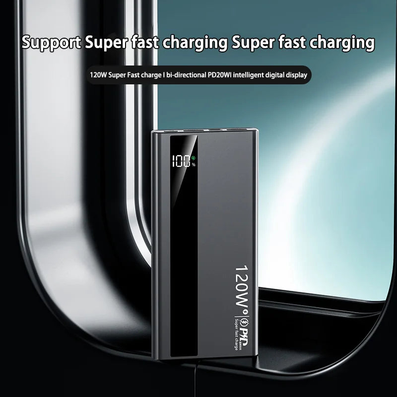 200000mAh Power Bank 120W Super Fast Charging Battery High Capacity Digital Display Power Bank For Iphone Samsung Huawei 2025