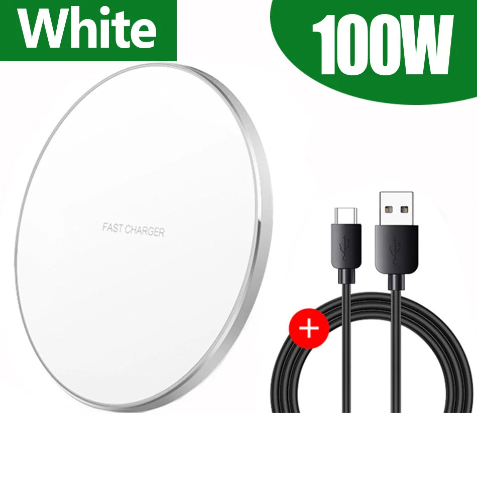 100W Fast Wireless Charger Pad for iPhone 14 13 12 15 Pro Max Samsung Galaxy S22 S21 S23 S24 Xiaomi Wireless Charging Station