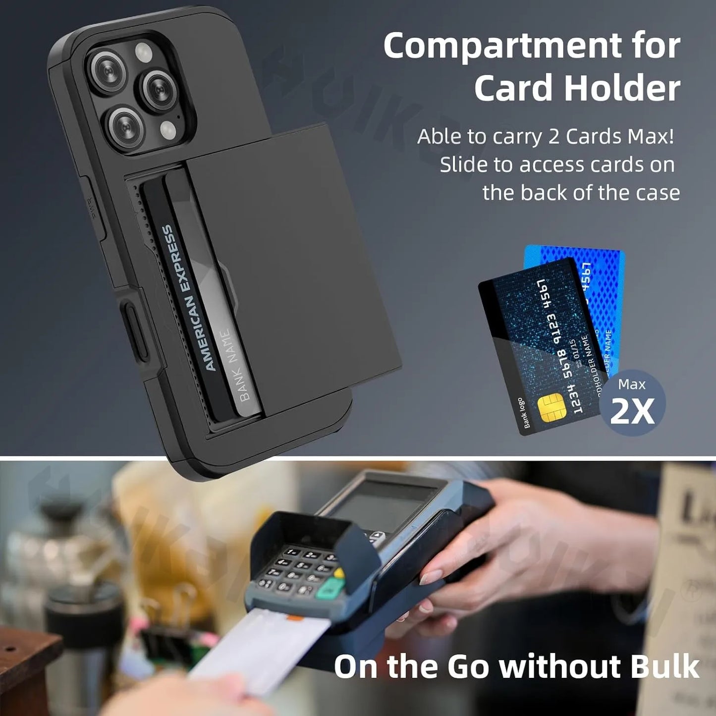 Case For iPhone 16 Pro Max 15 Pro Max 14 Pro Max 13 12 11 Wallet Card Holder Slide Slot Slim Hard PC Heavy Duty Protective Cover