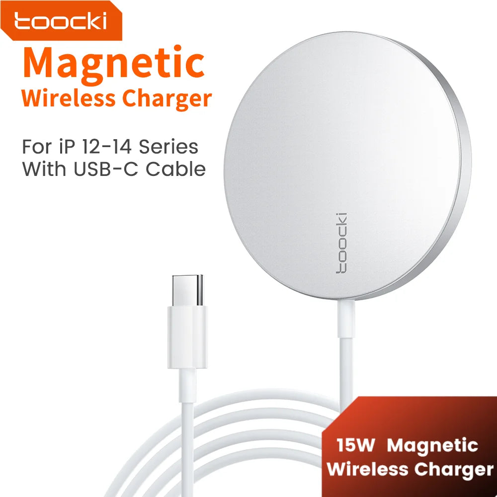 Toocki 15W Strong Magnetic Super Charge Wireless Charger For Iphone 16 15 14 QI Fast Type C Cable  For iPad Phone Charger