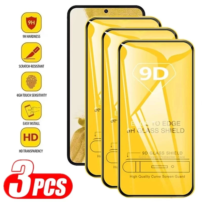 1-3Pcs 9D Screen Protector For Samsung A55 5G A54 A53 A52 A51 A35 A34 A33 A32 A31 A25 A24 A14 A15 A13 A22 A06 A05 Tempered Glass