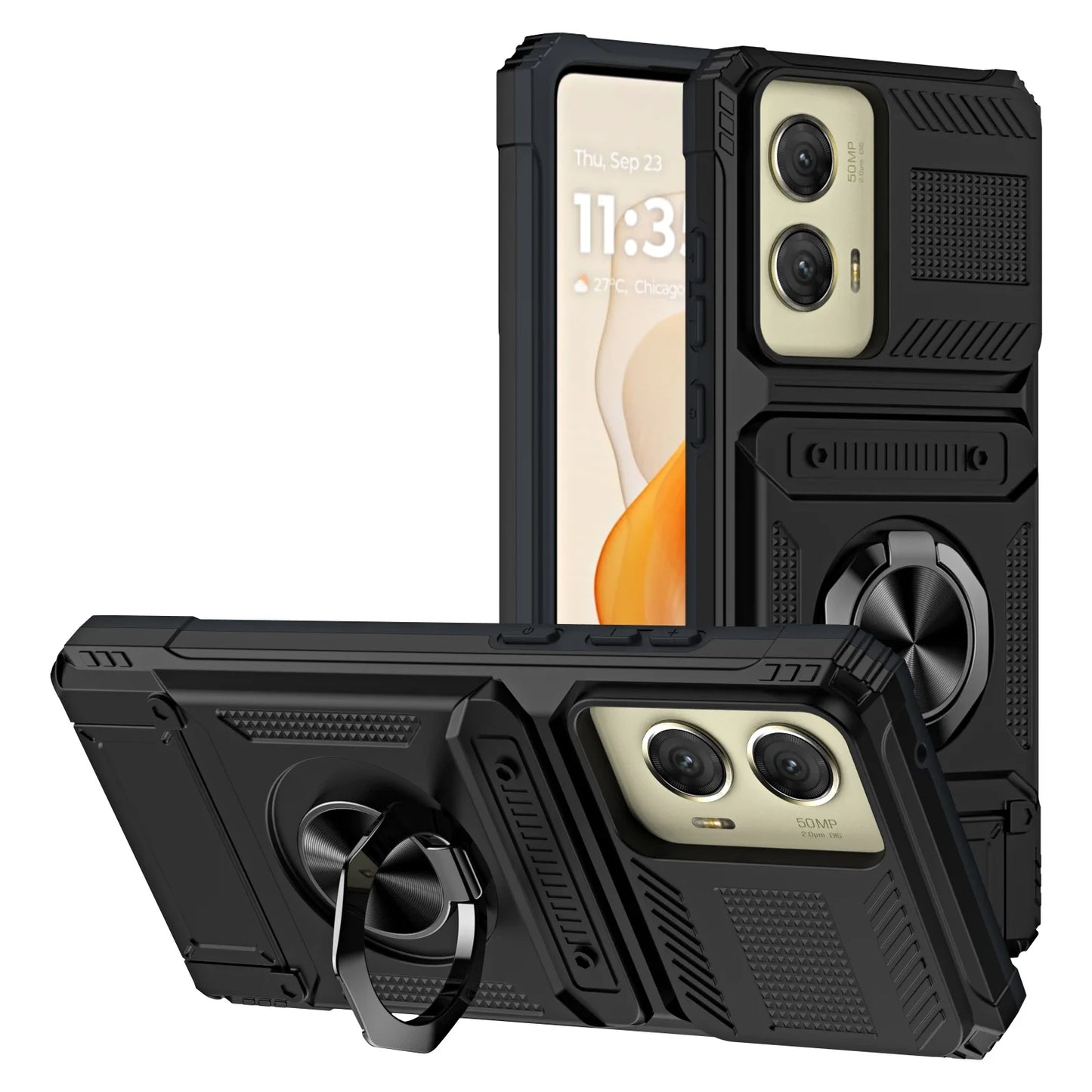 Case For Motorola Edge 50 Fusion Edge 50 Ultrra G 2024 G Stylus 5G G Play Card Holder Rotated Layer Heavy Shockproof Wallet Case