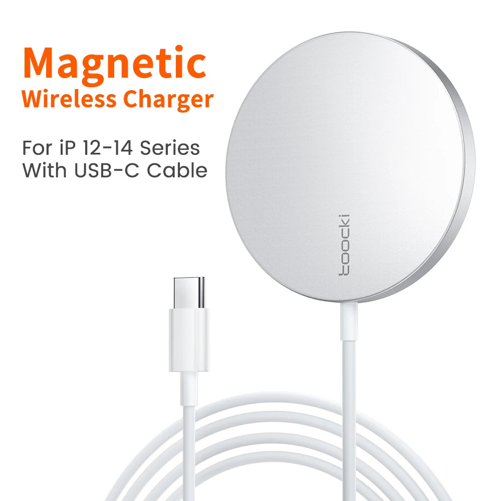 Toocki 15W Strong Magnetic Super Charge Wireless Charger For Iphone 16 15 14 QI Fast Type C Cable  For iPad Phone Charger
