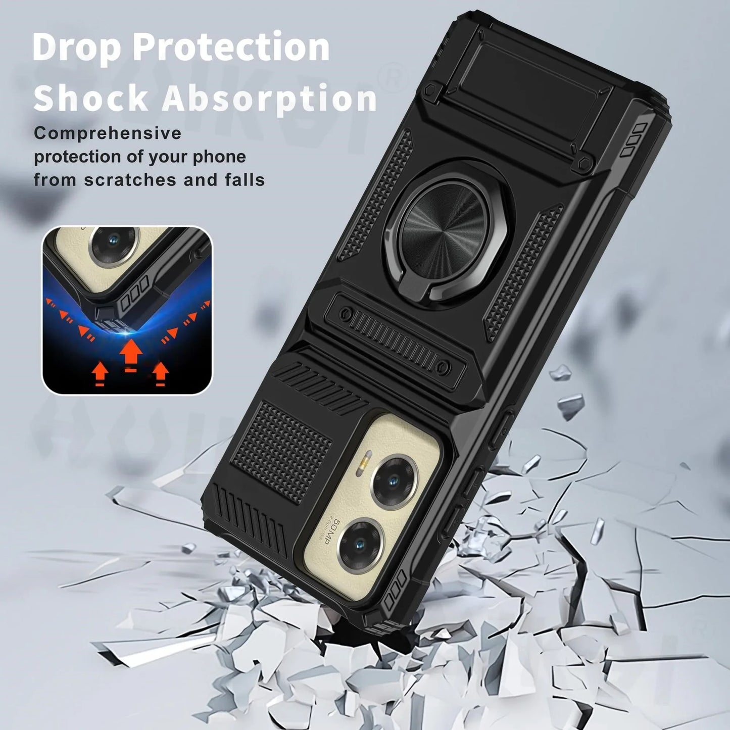 Case For Motorola Edge 50 Fusion Edge 50 Ultrra G 2024 G Stylus 5G G Play Card Holder Rotated Layer Heavy Shockproof Wallet Case